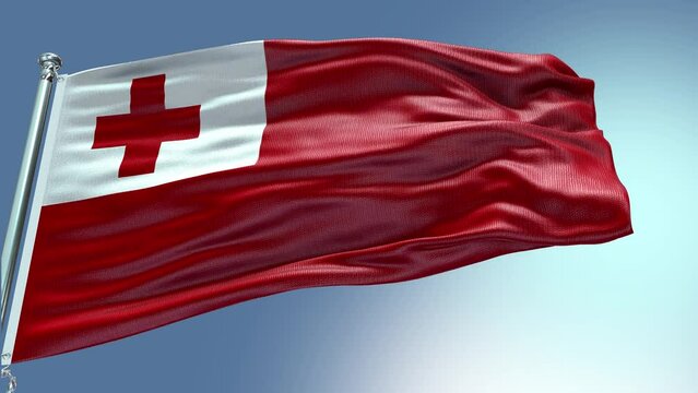 4k render Tonga Flag video waving in wind Tonga Flag Wave Loop waving in wind