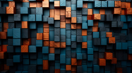 Abstract industrial wooden background, tiles.Decoration wooden blocks.