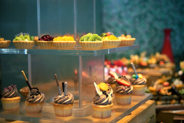 cake on buffet line
