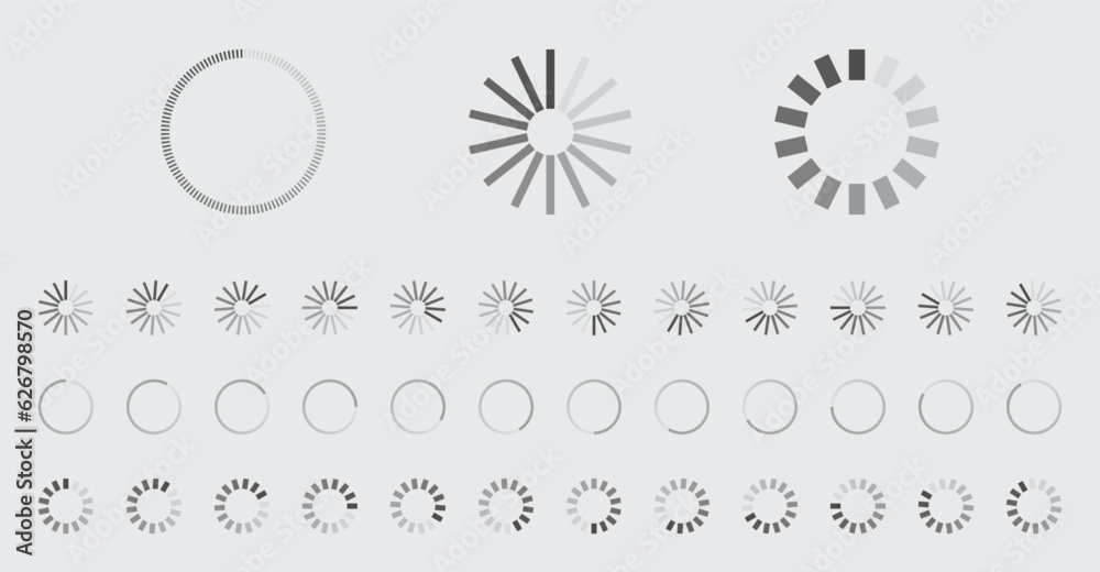 Fototapete circular loading buffering icons vector set video ready for animation gif all keyframes frames bufri