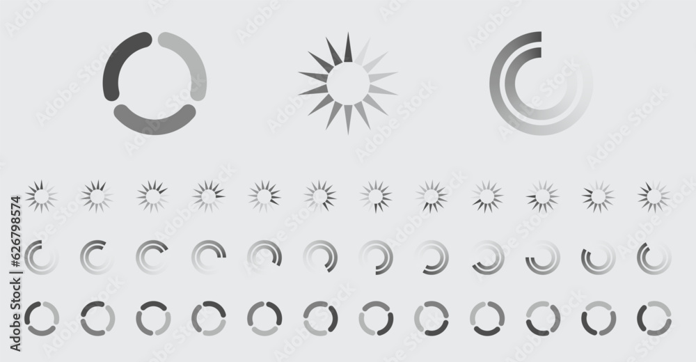Fototapete circular loading buffering icons vector set video ready for animation gif all keyframes frames bufri