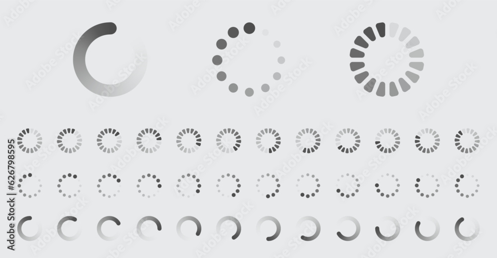 Fototapete circular loading buffering icons vector set video ready for animation gif all keyframes frames bufri