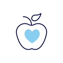 Healthy Food related vector line icon. Apple, heart. Isolated on white background. Vector illustration. Editable stroke