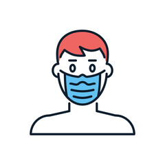 Man with medical mask related vector icon. Man with medical sign. Isolated on white background. Editable vector illustration
