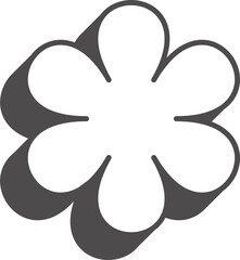 Abstract geometric element. Neobrutalism graphic shape. Minimal groovy Y2k retro sticker. Retro label. Simple flower