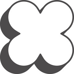 Abstract geometric element. Neobrutalism graphic shape. Minimal groovy Y2k retro sticker. Retro label. Simple flower