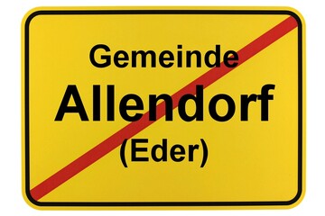 Illustration eines Ortsschildes der Gemeinde Allendorf (Eder) in Brandenburg