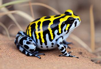 Fototapeta premium The wood frog (Lithobates sylvaticus or Rana sylvatica) has a broad distribution over North America, extending from the Boreal forest of Canada and Alaska to the southern Appalachians. Portrait macro