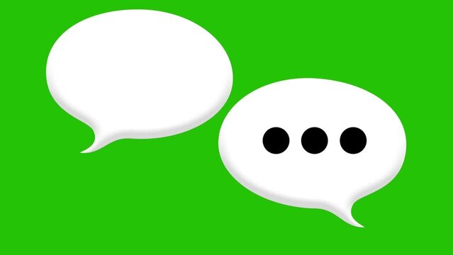 Animation of correspondence blank  white speech bubble with space for writing text, on green screen. For social networks, cartoon or comics. Imagination, idea, thinking concept
