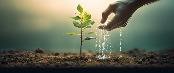 Planting the Seeds of Hope: Hand Watering a Tree for a Greener Future, Generative AI