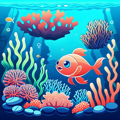 Fototapeta na wymiar coral reef and fishes. Generative AI 