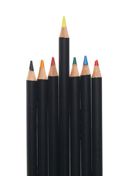 New color pencils isolated on white, clipping path 