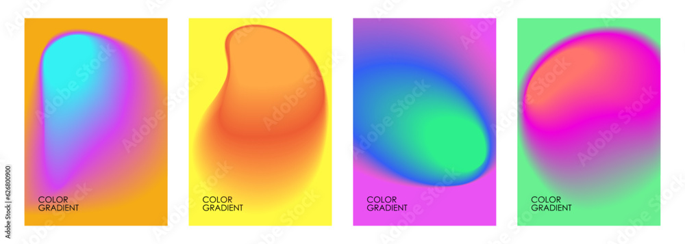 Aufkleber Blurred color stains. Set of abstract backgrounds with color gradient shapes. Graphic templates collection for brochure covers, posters and flyers. Vector illustration.