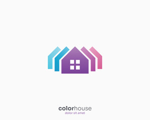 Simple colorful house with smooth gradient