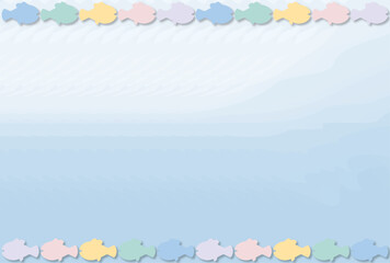 可愛いパステルカラーの魚と海