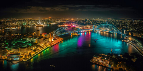 Fototapeta na wymiar Sydney aerial view - Generative AI