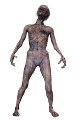 Zombie on transparent background, 3d render