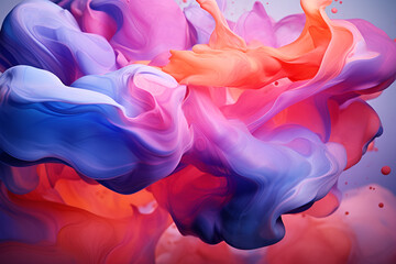 abstract multicolored illustration of a floating liquid splashes. Ai generated