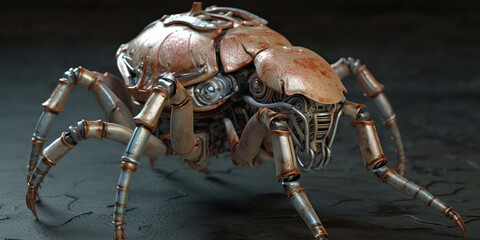 Scrap metal cyborg sculpture