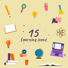Set of icons on education, school theme.