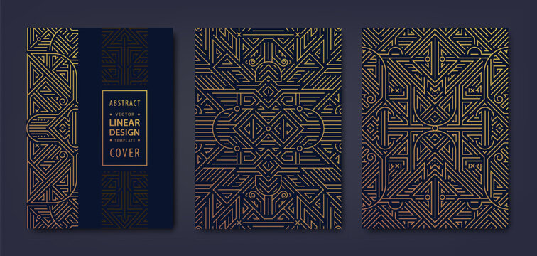 Vector set of art deco abstract backgrounds, save the date gatsby style invitations, vintage frames. Premium design, luxury golden templates. Trendy graphic poster, brochure, design, packaging.