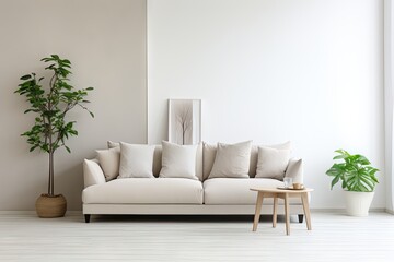 Bright and cozy modern living room interior have sofa Generative AI
