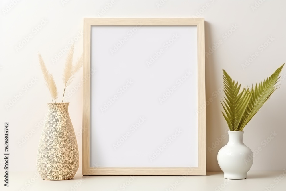Aufkleber blank picture frame mockup on wall in modern interior. artwork template mock up in interior design w