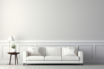 empty wall in classical style interior with white sofa Generative AI