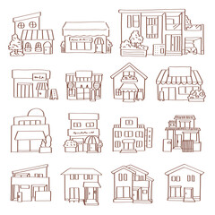 お店や家の町並みセット