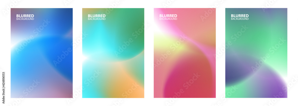 Aufkleber Set of abstract backgrounds with soft gradient round shapes for your creative graphic design. Blurred circles. Vector illustration.
