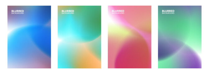 Set of abstract backgrounds with soft gradient round shapes for your creative graphic design. Blurred circles. Vector illustration.