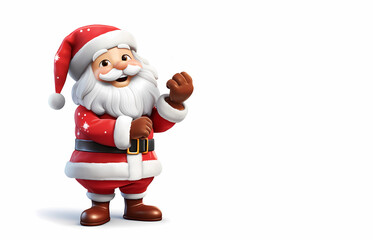 Obraz premium happy santa claus isolated holding smartphone in hand or megaphone, shows thumbs up, pointing at empty space with index finger.santa in modern car trunk with lot of gifts, nighttime generative ai