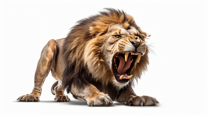 Fototapeta na wymiar Furious lion isolated on white background