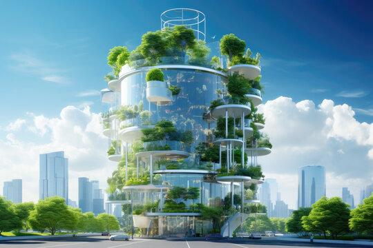 Eco friendly glass house concept to reduce heat and carbon dioxide
