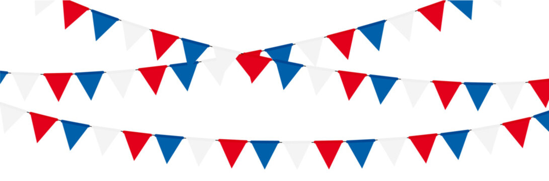 Banni&egrave;re festive - Fanions et drapeaux Fran&ccedil;ais - C&eacute;l&eacute;bration - France - &Eacute;l&eacute;ments vectoriels &eacute;ditables pour c&eacute;l&eacute;brer des f&ecirc;tes Fran&ccedil;aises ou des &eacute;v&eacute;nements divers