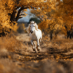 Obraz na płótnie Canvas white horse running 
