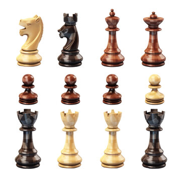 Chess Pieces On White Background