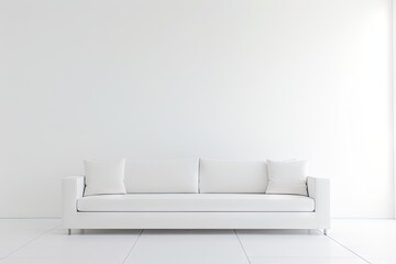 Sofa in empty white interior.Keywords Sleek minimalist Generative AI