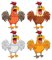 Four Freaking Out Chickens