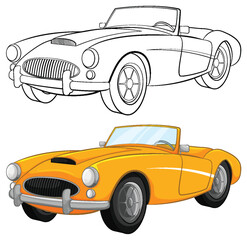 Vintage Yellow Convertible Car Coloring Page