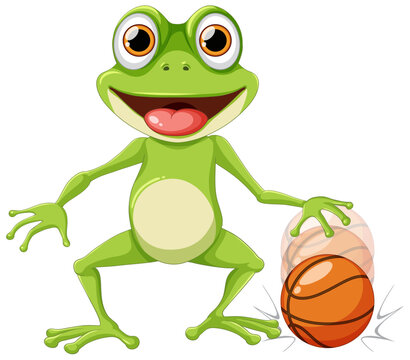 Green Frog Playing Basketball