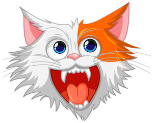 Ferocious Cat Cartoon Isolated on White