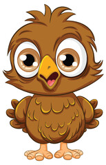 Cute owl chick cartoon isolated
