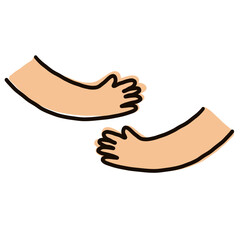 Hug hold hand with love and care