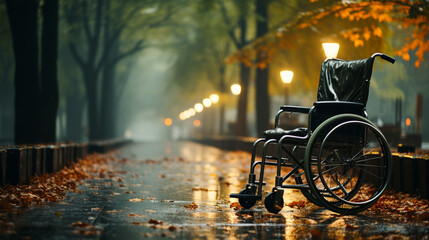 Obraz premium Wheelchair in the park. Generative Ai