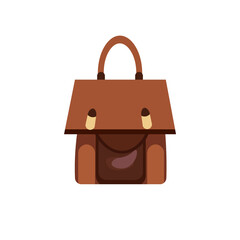 Brown color women bag in flat vector illustration style, female fashion accessories