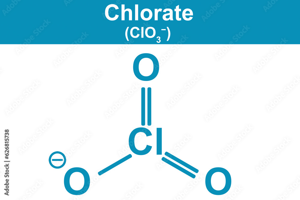 Sticker chemistry illustration of chlorate in blue