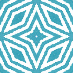 Medallion seamless pattern. Turquoise symmetrical
