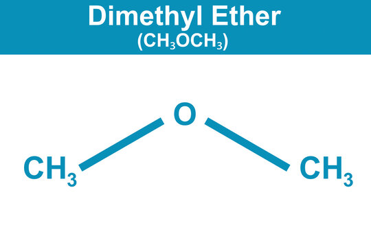 Chemistry illustration of Dimethyl Ether in blue