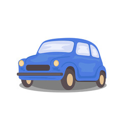 Retro blue car on isolated background